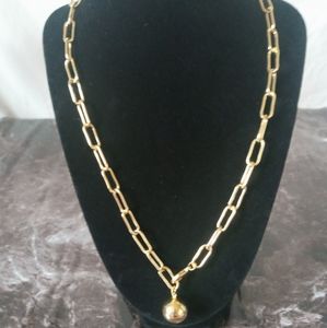 Linked Women's Chain Necklace with Ball Pendant
